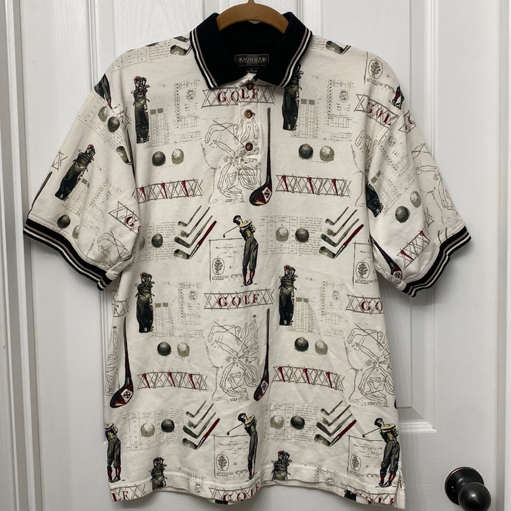 Thrifted Vintage Golf Polo All Over Print Large